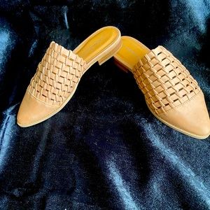 Never worn Tan slip on flat